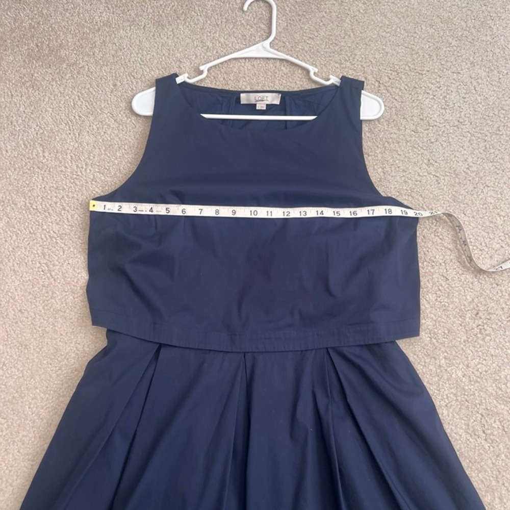 LOFT Dress Women's Size 14 Sleeveless Navy Blue Pleated Career Casual - Picture 10 of 15